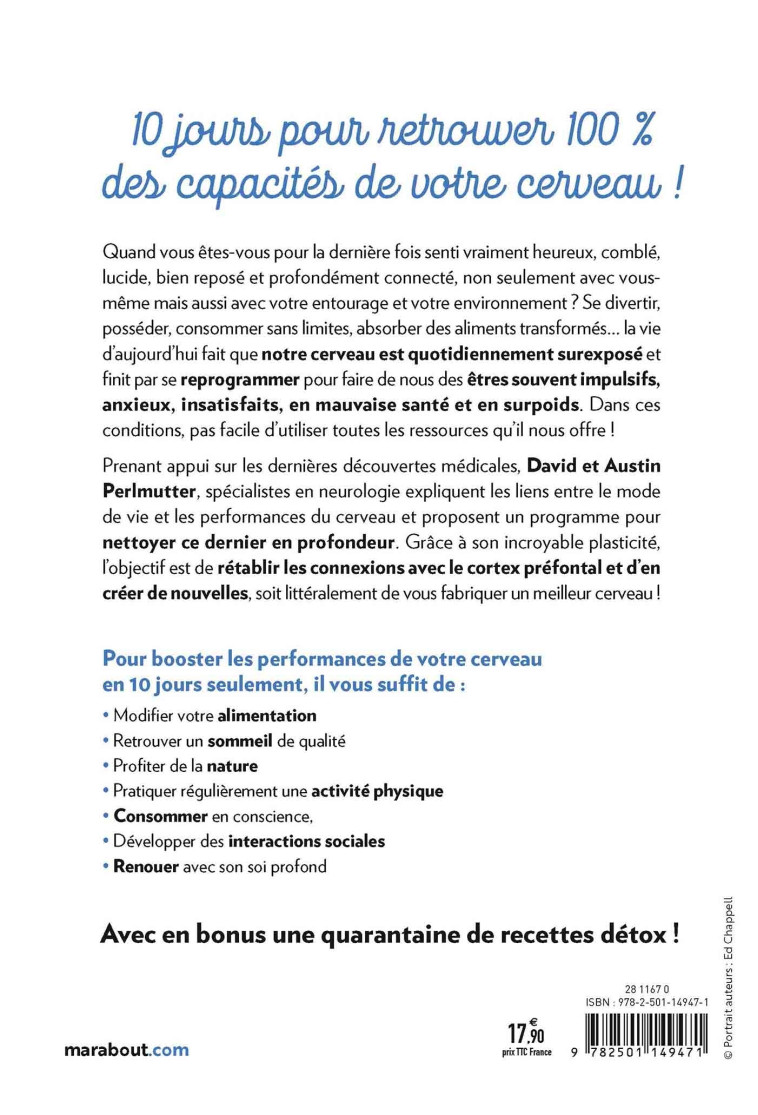 10 JOURS POUR DETOXIFIER VOTRE CERVEAU - PERLMUTTER DAVID - MARABOUT