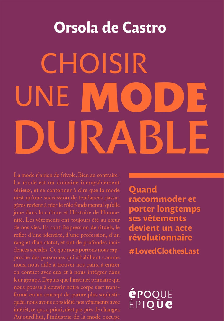 CHOISIR UNE MODE DURABLE - DE CASTRO ORSOLA - HACHETTE FICTIO