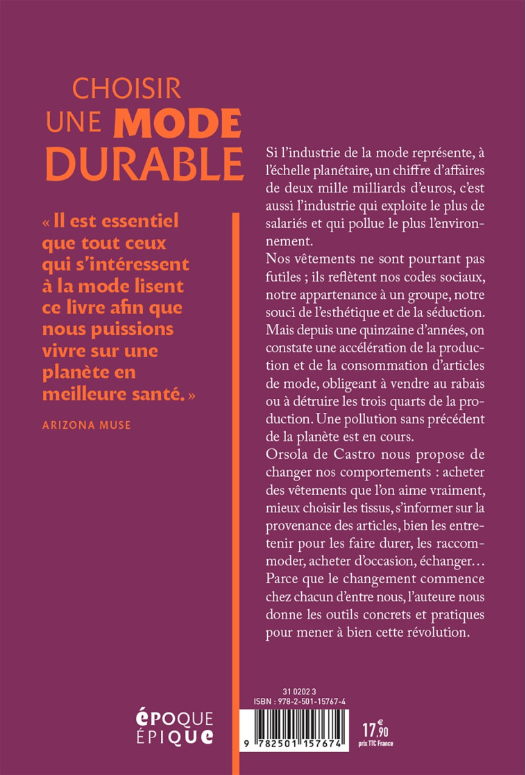 CHOISIR UNE MODE DURABLE - DE CASTRO ORSOLA - HACHETTE FICTIO