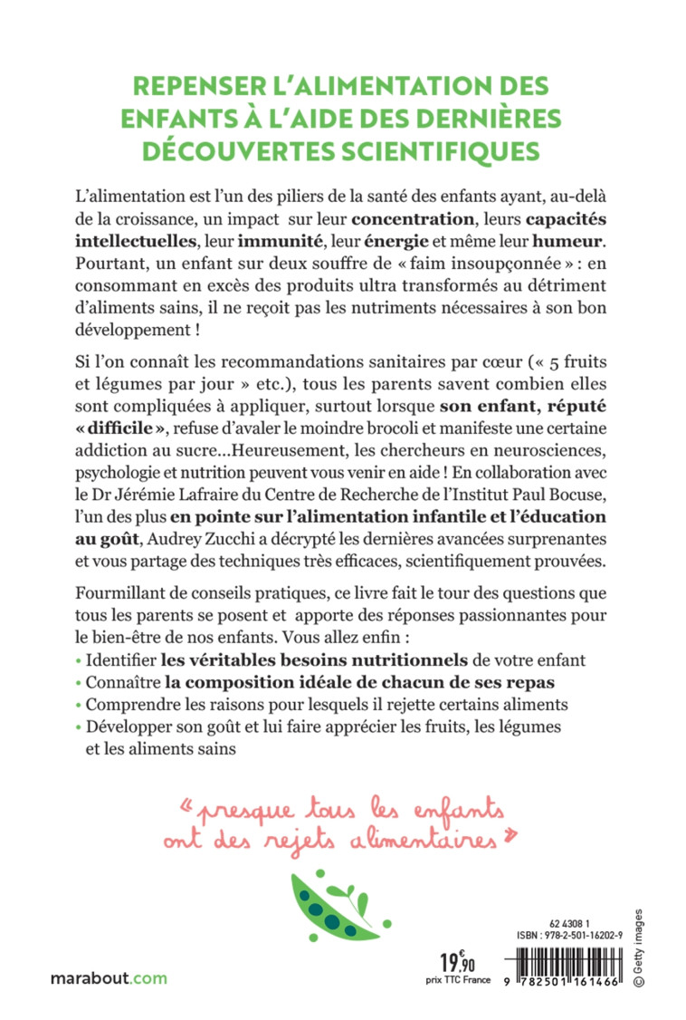 LA FAIM DES HARICOTS - CE QUE VOS ENFANTS O NT VRAIMENT BESOIN DE MANGER ET COMMENT LEU - ZUCCHI/LAFRAIRE - MARABOUT