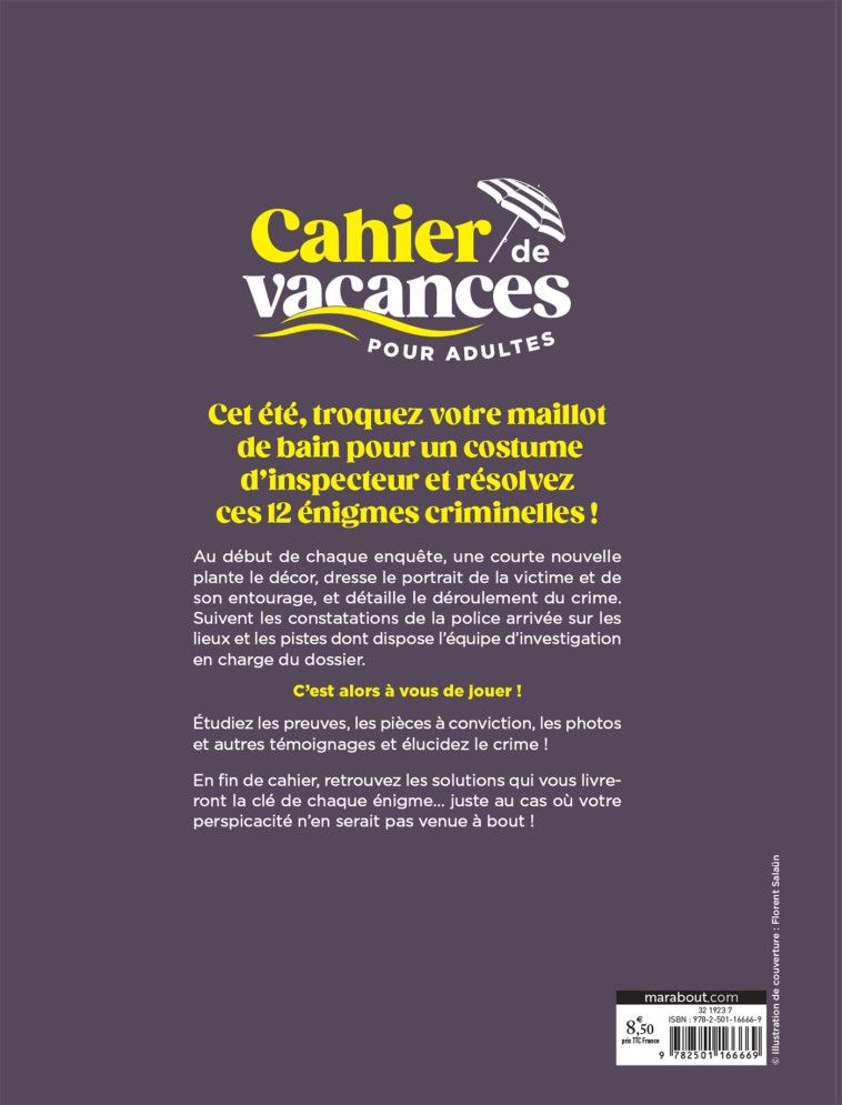 LE CAHIER DE VACANCES POUR ADULTES - ENQUETES CRIMINELLES - XXX - MARABOUT