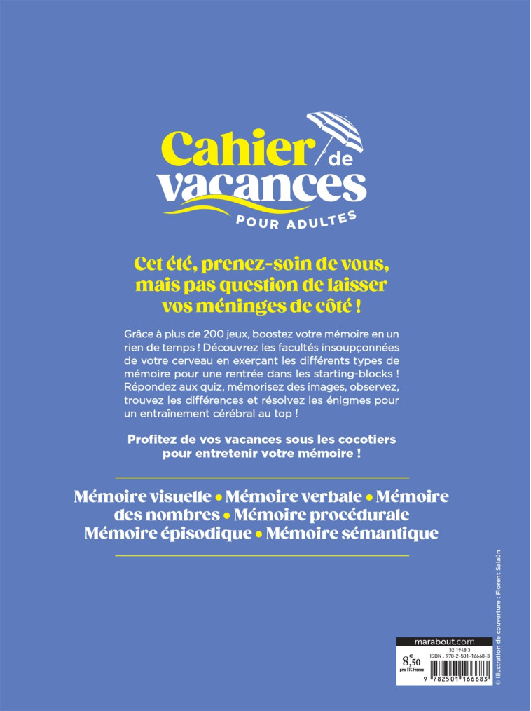 LE CAHIER DE VACANCES POUR ADULTES - MEMOIRE BOOSTER - XXX - MARABOUT