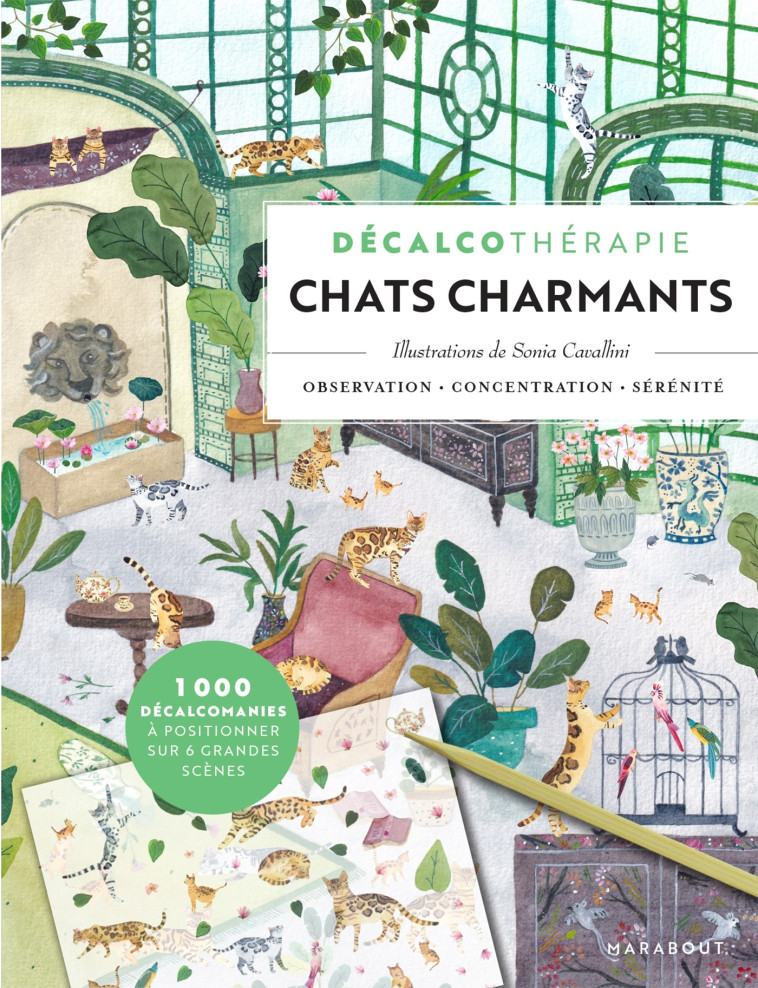 DECALCOTHERAPIE CHATS CHARMANTS - CAVALLINI SONIA - MARABOUT