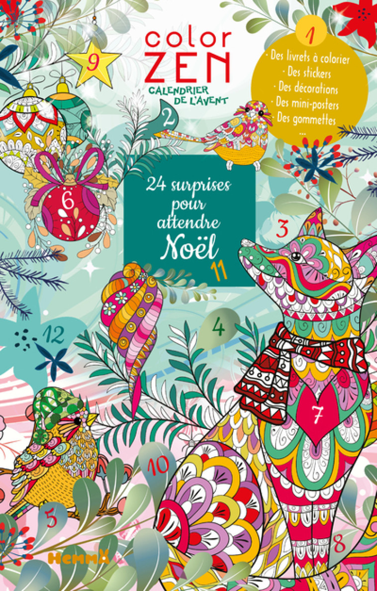 CALENDRIER DE L'AVENT COLOR ZEN  24 SURPRISES POUR ATTENDRE NOEL - COLLECTIF - HEMMA