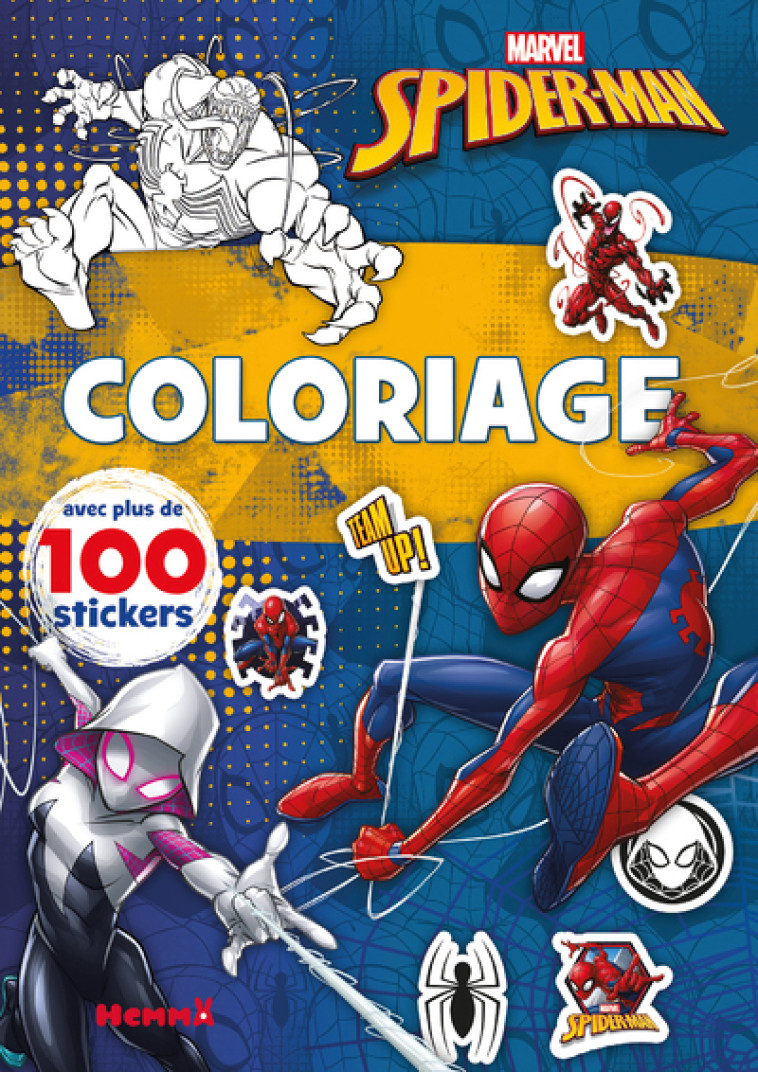 MARVEL SPIDER-MAN - COLORIAGE AVEC PLUS DE 100 STICKERS (SPIDER-MAN ET GHOST-SPIDER) - COLLECTIF - HEMMA