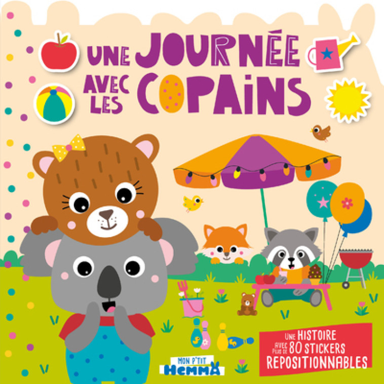 UNE JOURNEE AVEC LES COPAINS - 80 STICKERS REPOSITIONNABLES - CAROTTE ET COMPAGNIE - HEMMA