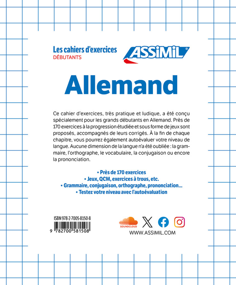 LES CAHIER D'EXERCICES  ALLEMAND DEBUTANTS - SCHODEL BETTINA - ASSIMIL