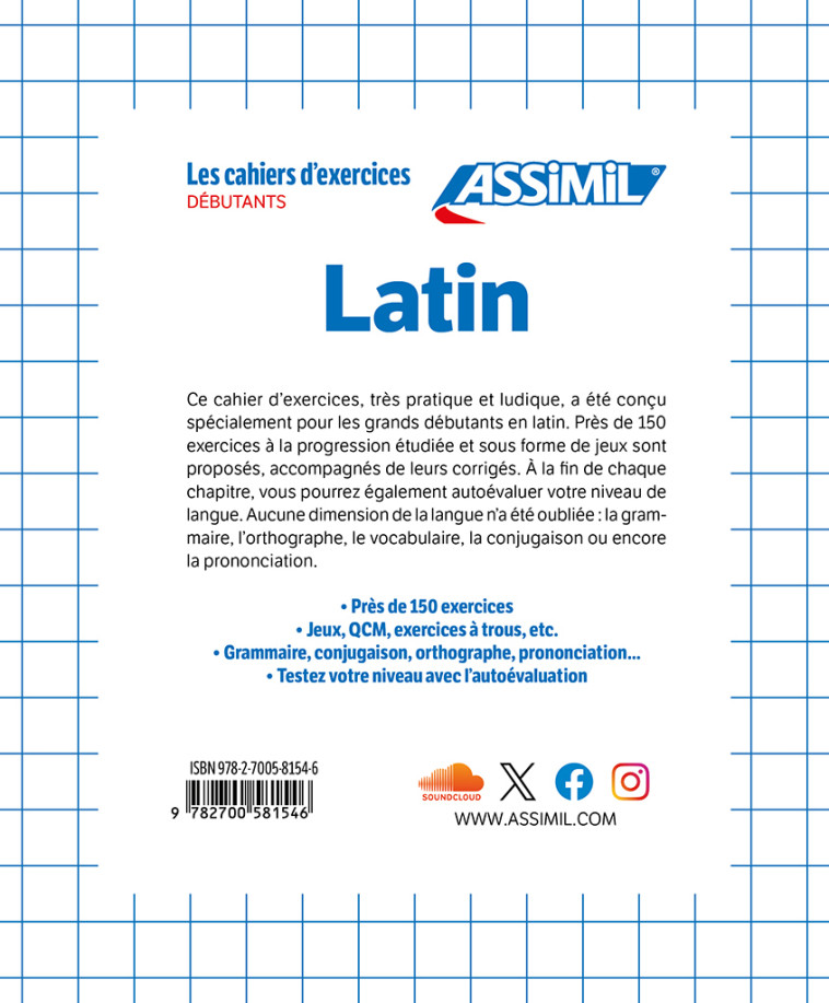 LES CAHIER D'EXERCICES LATIN DEBUTANTS - MACE TRISTAN - ASSIMIL