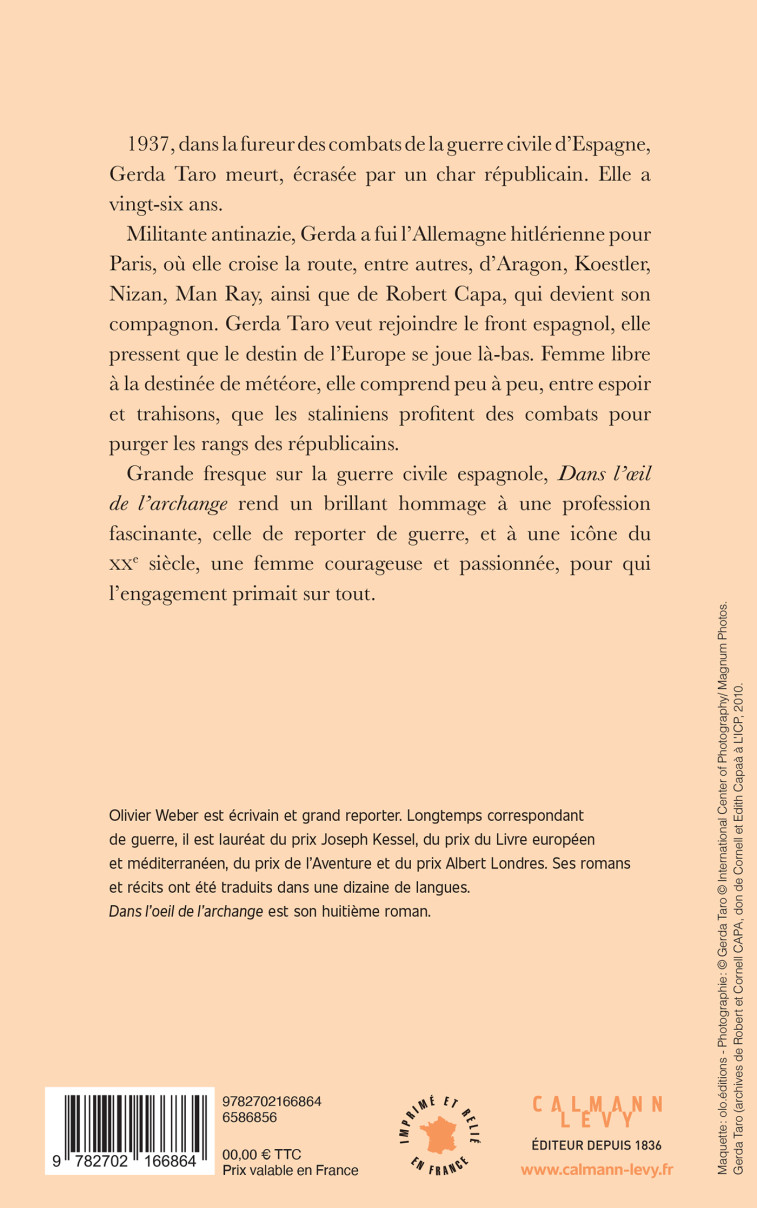 DANS L'OEIL DE L'ARCHANGE - WEBER OLIVIER - CALMANN-LEVY