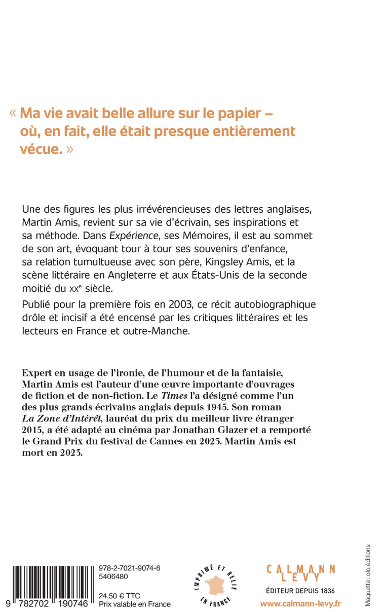 EXPERIENCE - AMIS MARTIN - CALMANN-LEVY