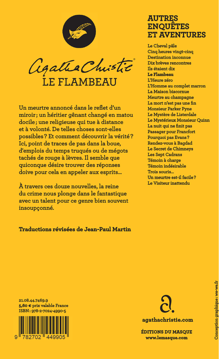 LE FLAMBEAU (NOUVELLE TRADUCTION REVISEE) - CHRISTIE AGATHA - ED DU MASQUE