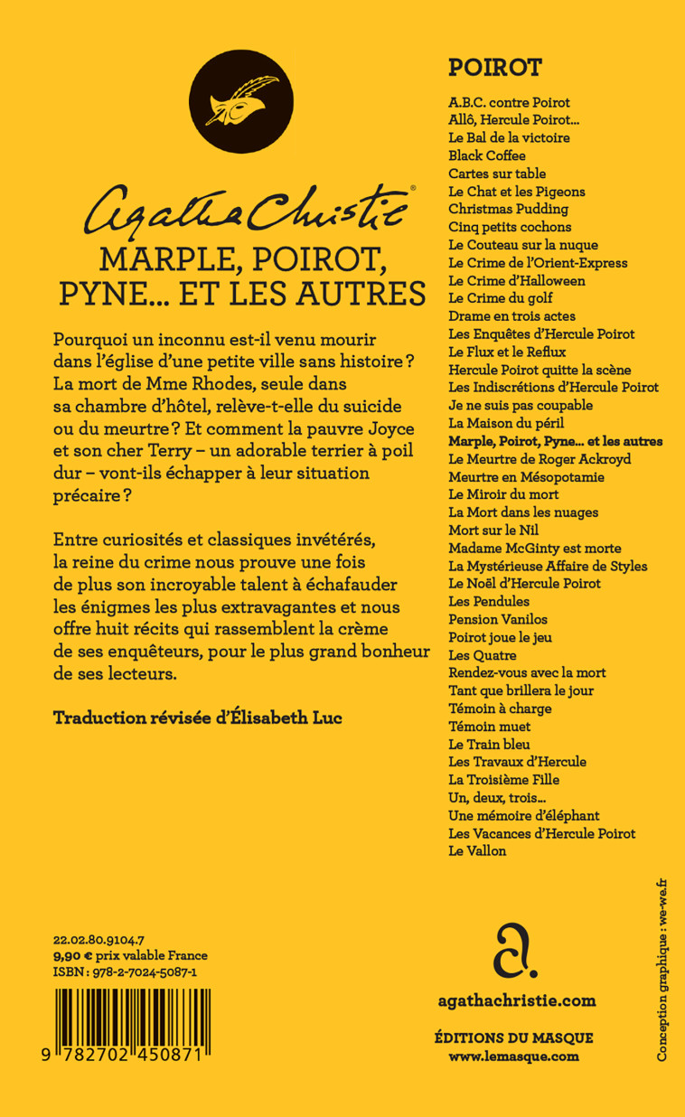 MARPLE, POIROT, PYNE... ET LES AUTRES (NOUVELLE TRADUCTION REVISEE) - CHRISTIE AGATHA - ED DU MASQUE