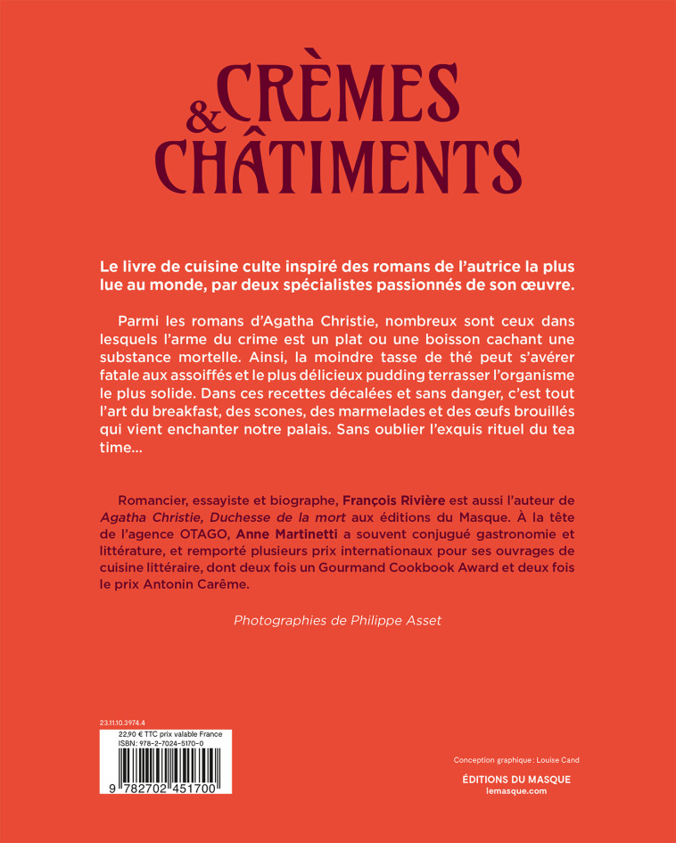 CREMES ET CHATIMENTS - LES RECETTES D'AGATHA CHRISTIE - MARTINETTI/RIVIERE - ED DU MASQUE