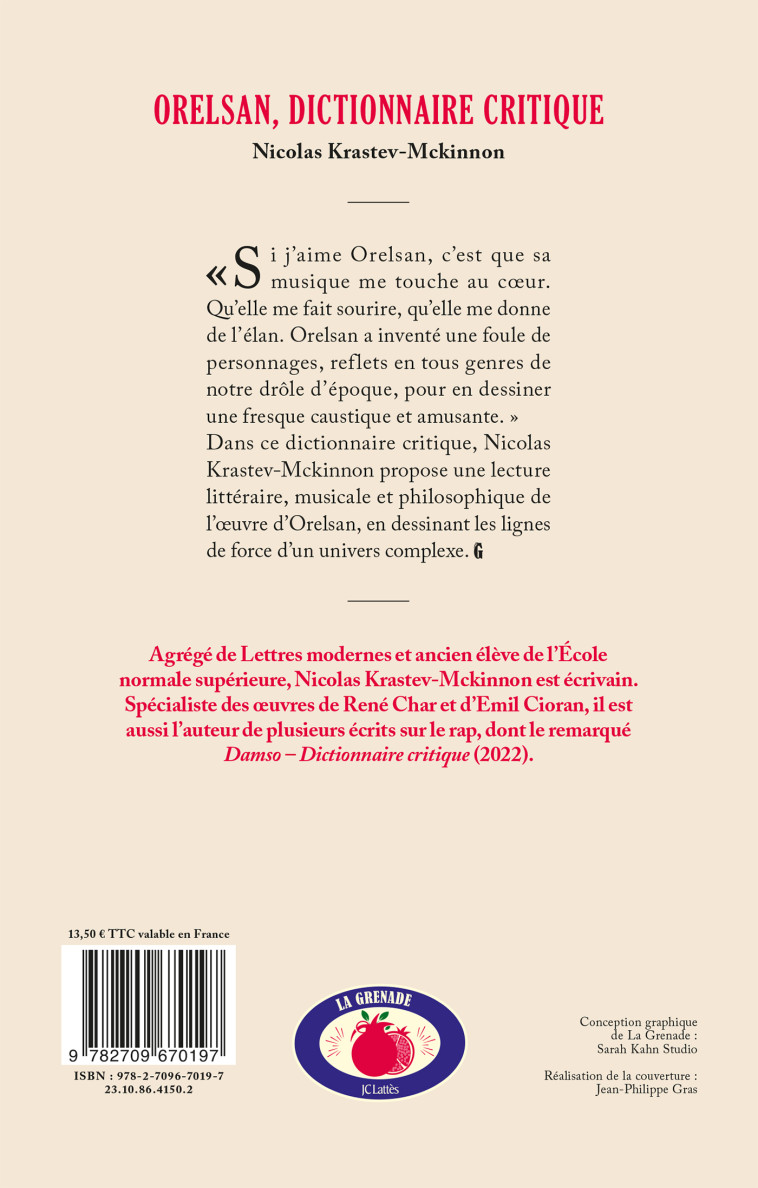 ORELSAN - DICTIONNAIRE CRITIQUE - KRASTEV-MCKINNON N. - LATTES