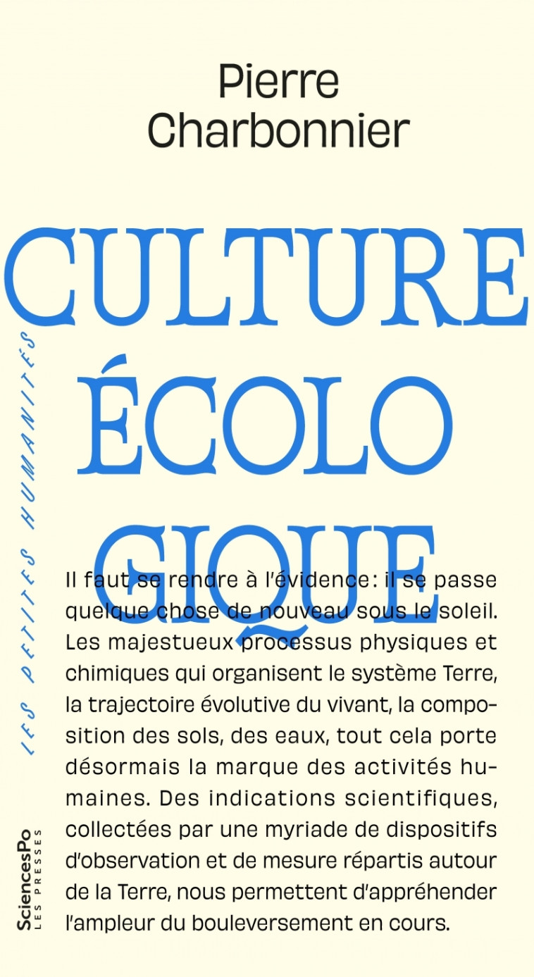 CULTURE ECOLOGIQUE - CHARBONNIER PIERRE - SCIENCES PO