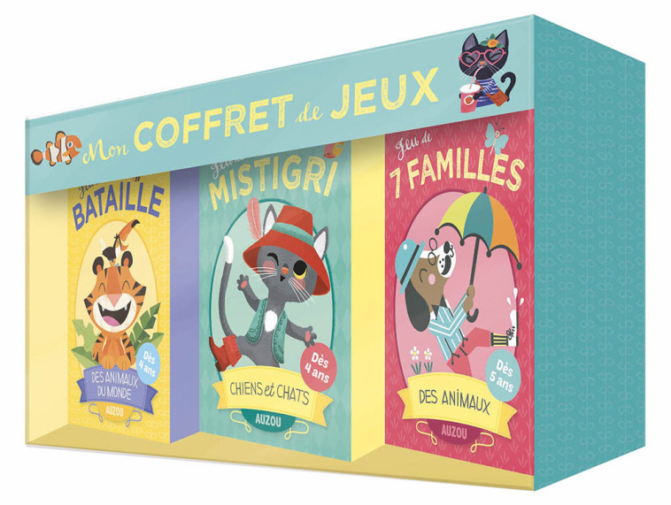 MON COFFRET DE JEUX - 7 FAMILLES, MISTIGRI ET BATAILLE - BLAY/BOS/YANOK - AUZOU