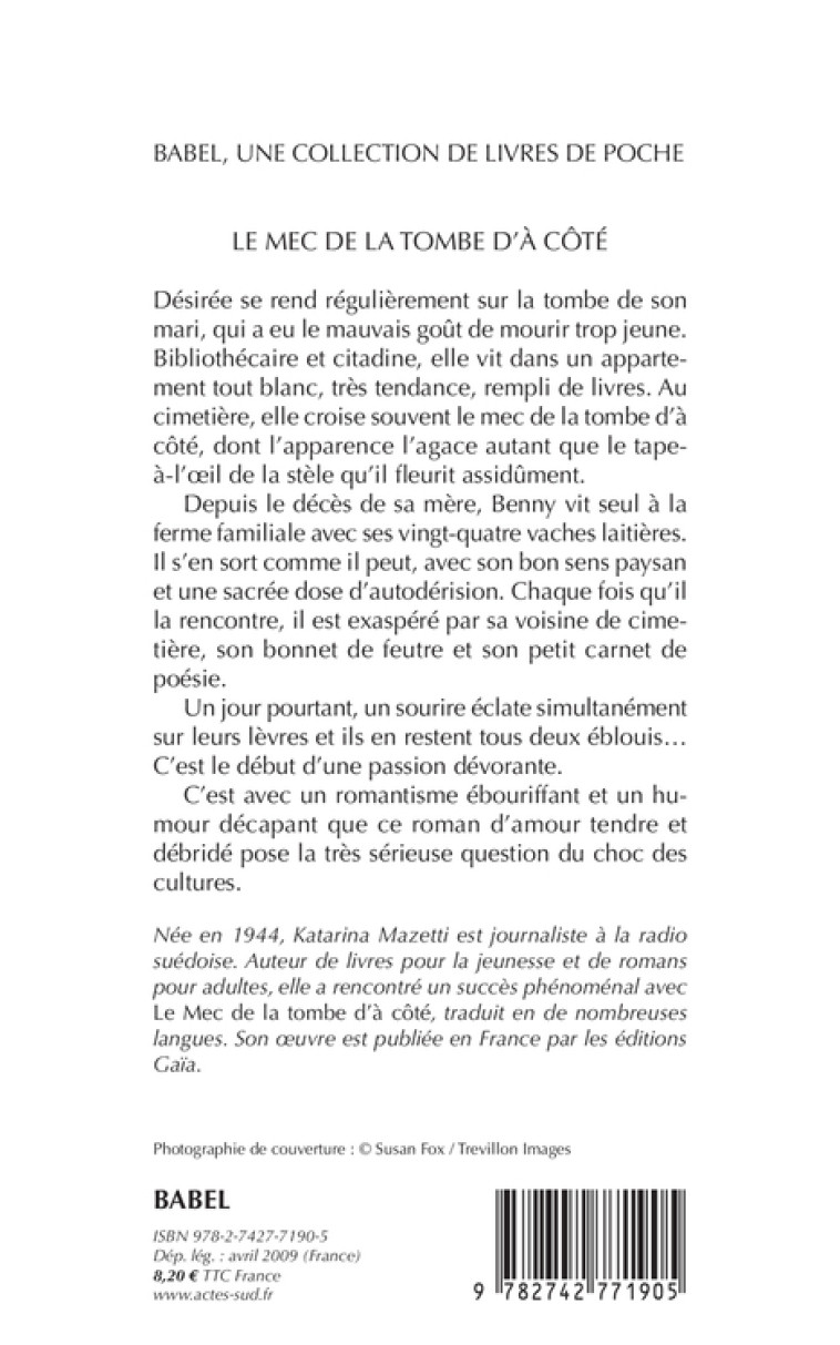 LE MEC DE LA TOMBE D'A COTE - MAZETTI KATARINA - ACTES SUD