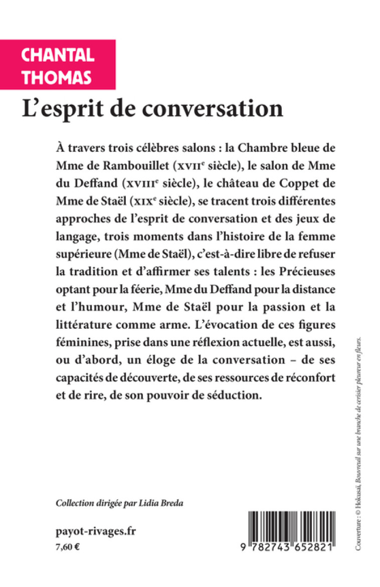 L'ESPRIT DE CONVERSATION_1_ERE_ED - THOMAS CHANTAL - RIVAGES