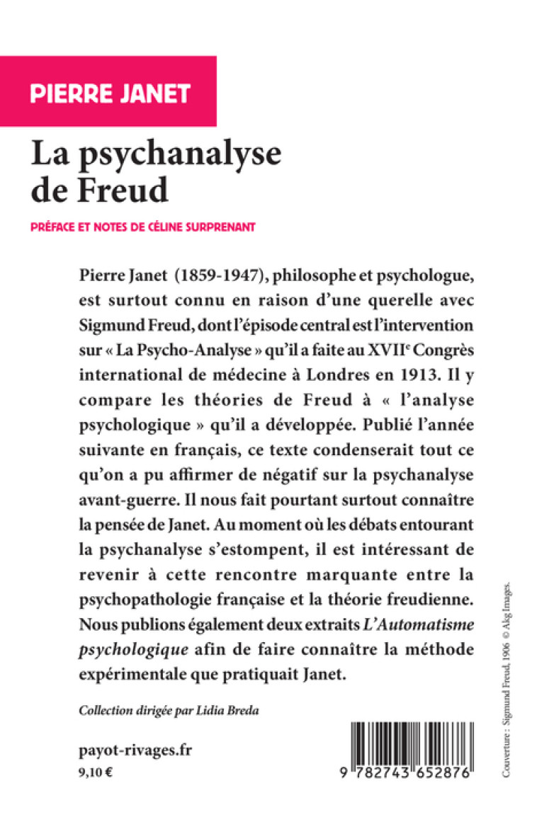 LA PSYCHANALYSE DE FREUD - JANET/SURPRENANT - RIVAGES