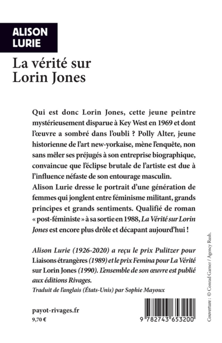 LA VERITE SUR LORIN JONES - LURIE ALISON - RIVAGES