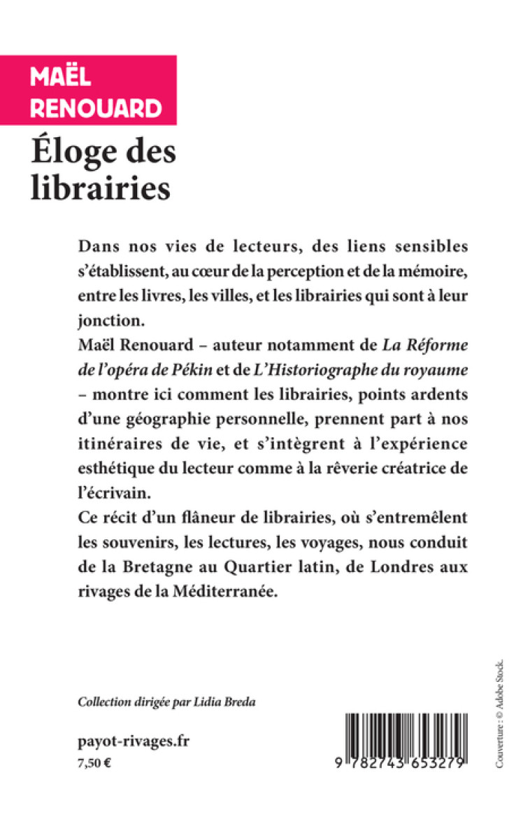 ELOGE DES LIBRAIRIES - RENOUARD MAEL - RIVAGES