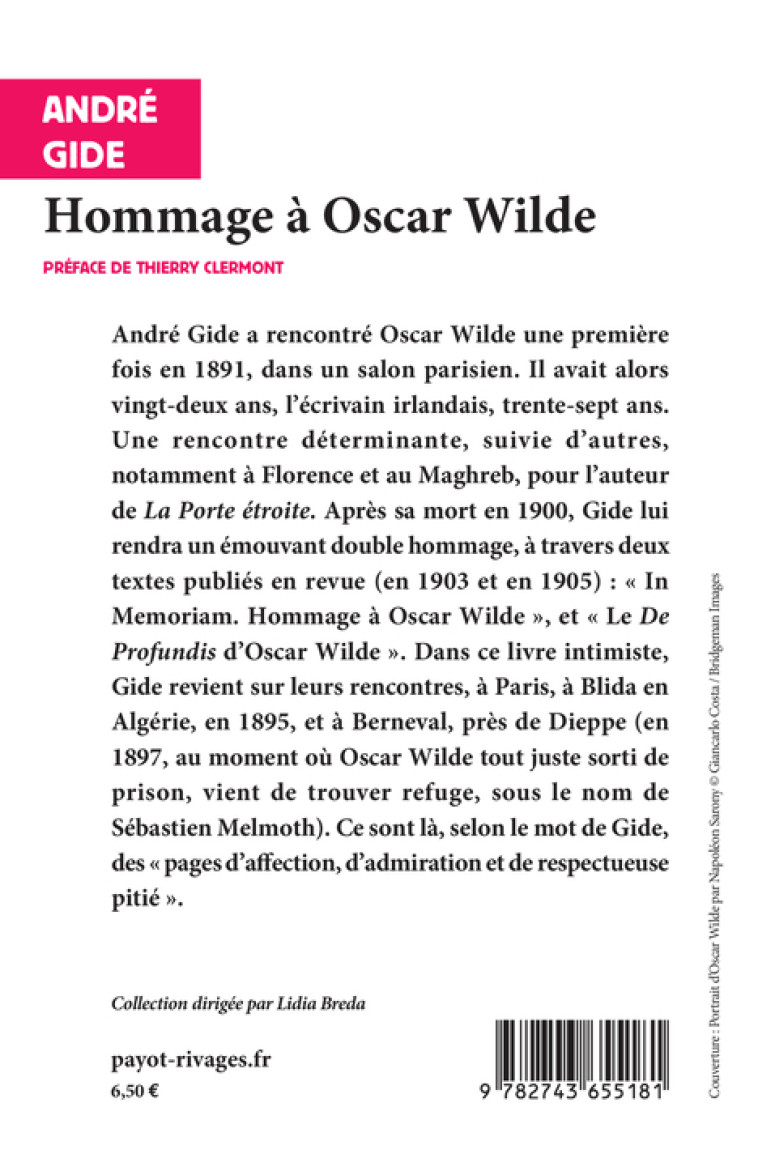 HOMMAGE A OSCAR WILDE - GIDE/CLERMONT - RIVAGES