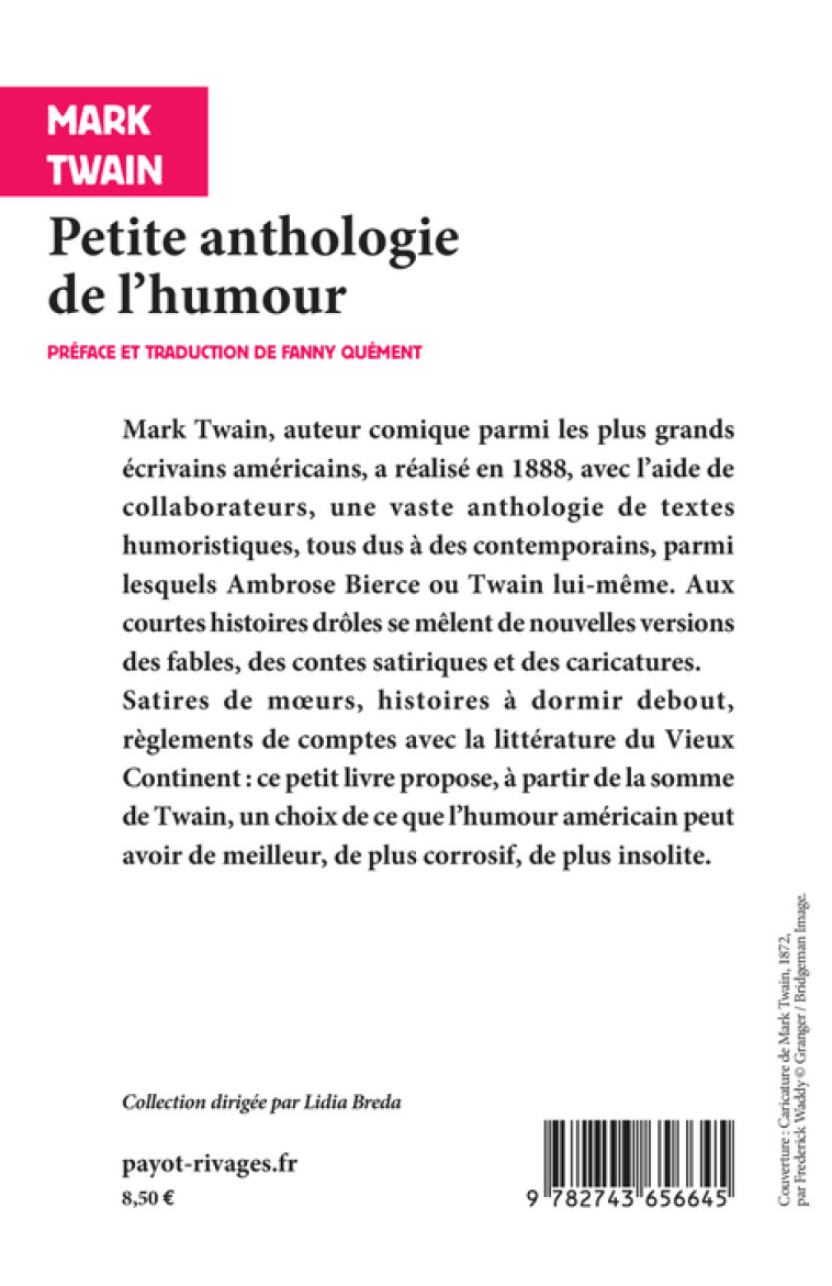 ANTHOLOGIE DE L'HUMOUR - TWAIN MARK/QUEMENT F - RIVAGES