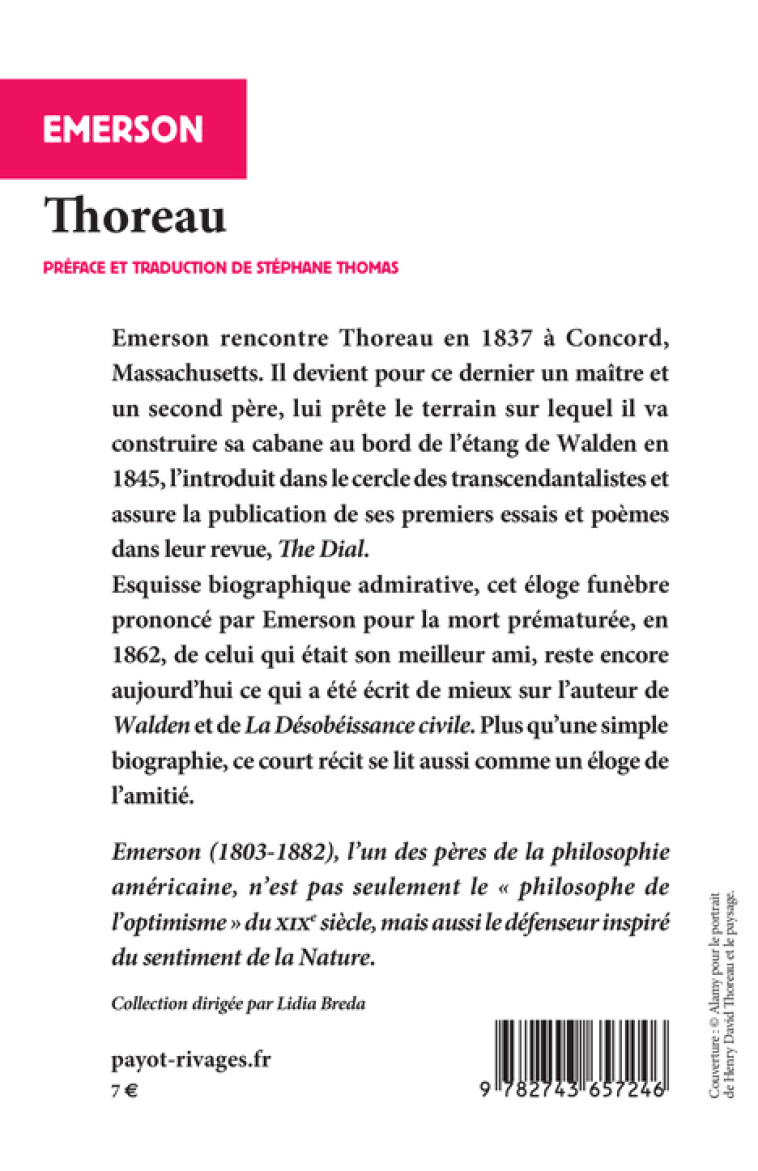 THOREAU - EMERSON/THOMAS - RIVAGES