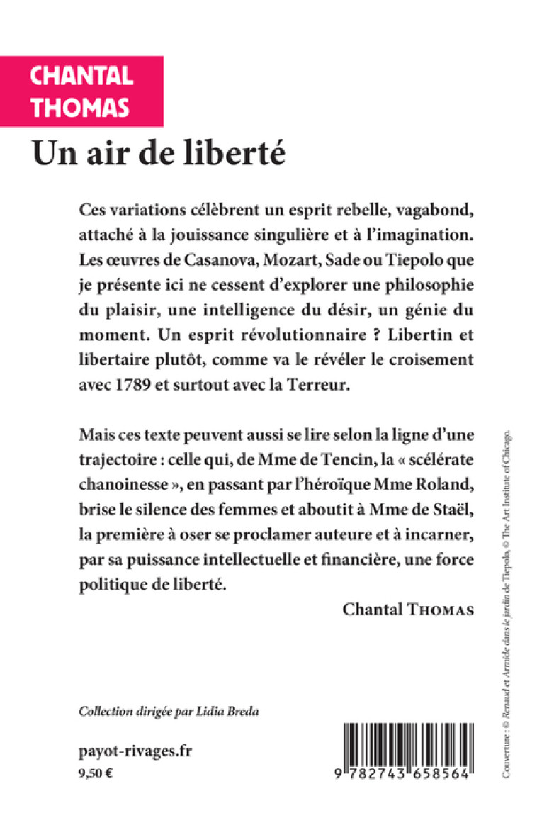 UN AIR DE LIBERTE - VARIATIONS SUR L'ESPRIT DU XVIIIE SIECLE - THOMAS CHANTAL - RIVAGES