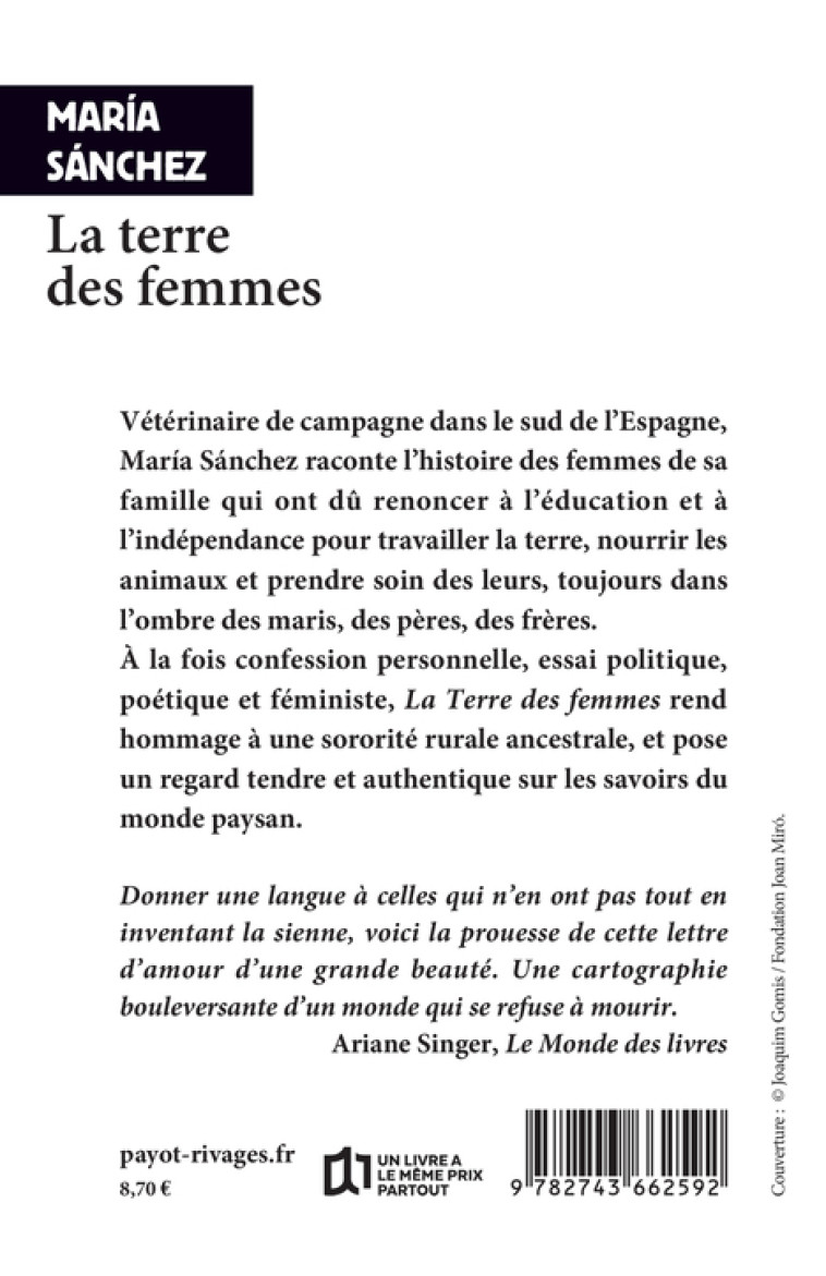 LA TERRE DES FEMMES - SANCHEZ MARIA - RIVAGES