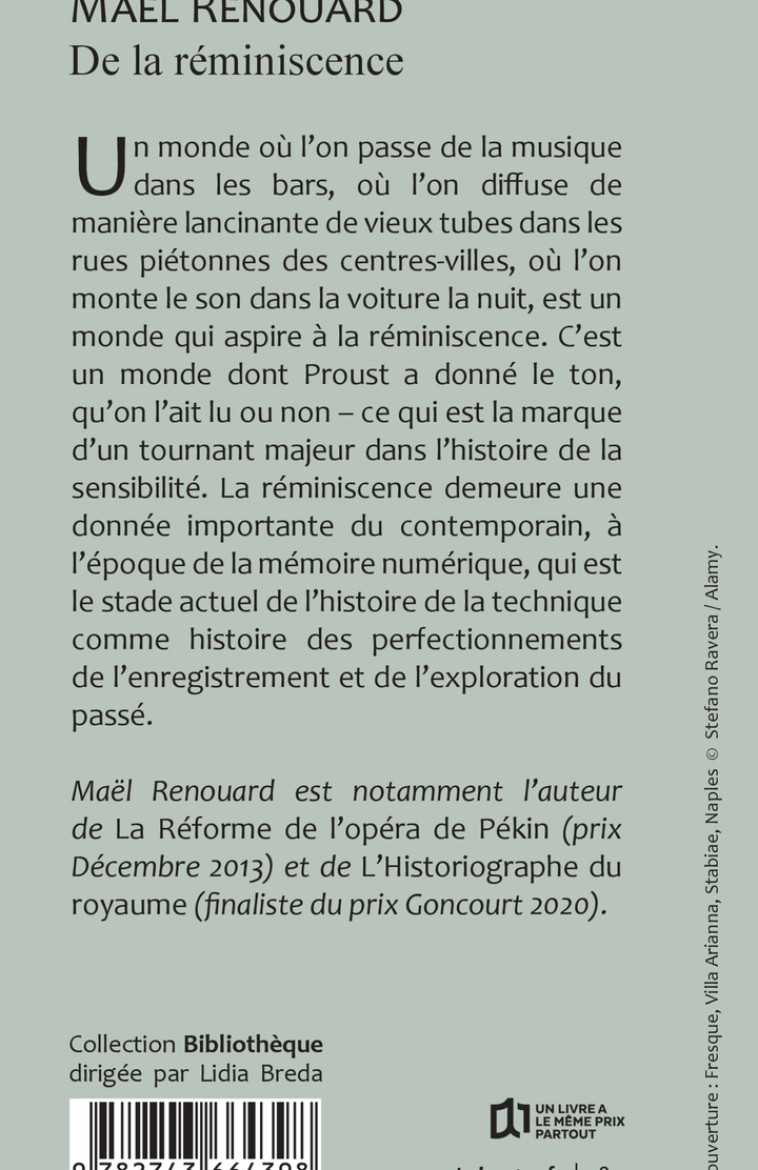 DE LA REMINISCENCE - RENOUARD MAEL - RIVAGES