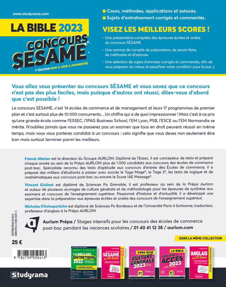 LA BIBLE SESAME 2023 - ATTELAN FRANCK - STUDYRAMA