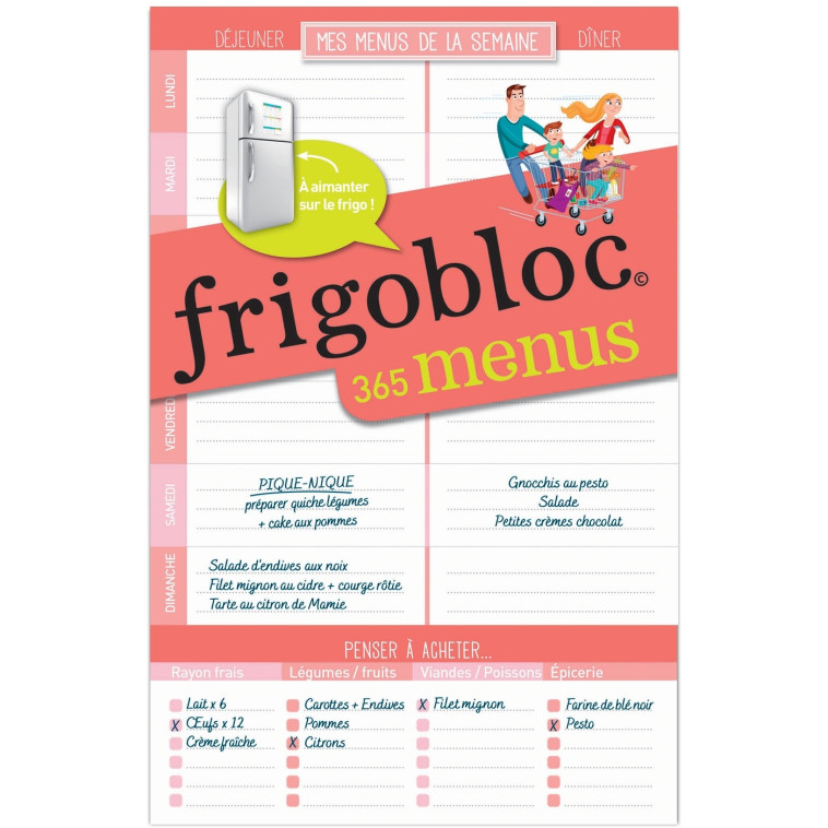 FRIGOBLOC LISTE DE MENUS - XXX - PLAY BAC