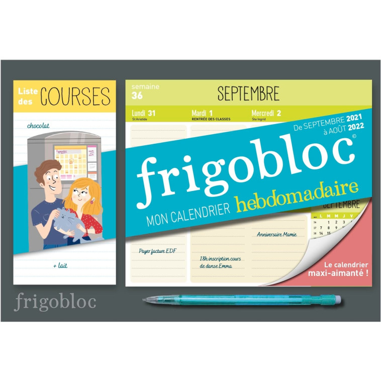 MINI FRIGOBLOC HEBDOMADAIRE 2022 - CALENDRI ER D'ORGA. FAMILIALE / SEMAINE (SEPT. 2021- - XXX - PLAY BAC