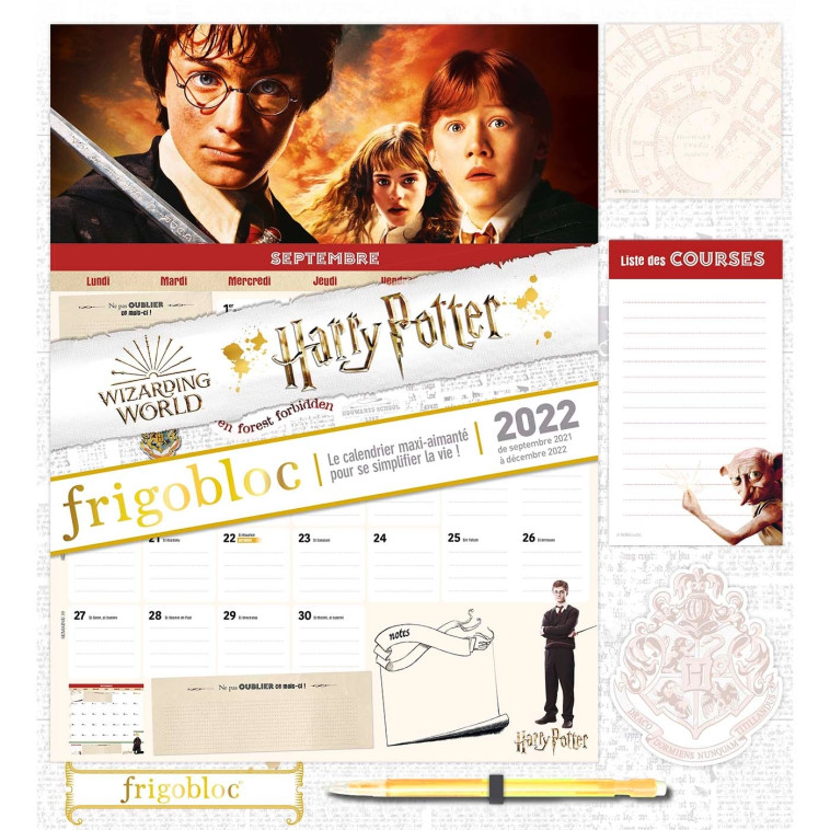 FRIGOBLOC MENSUEL HARRY POTTER 2022 - CALENDRIER D'ORGANISATION 16 MOIS (SEPT. 2021- DEC. 2022) - XXX - PLAY BAC