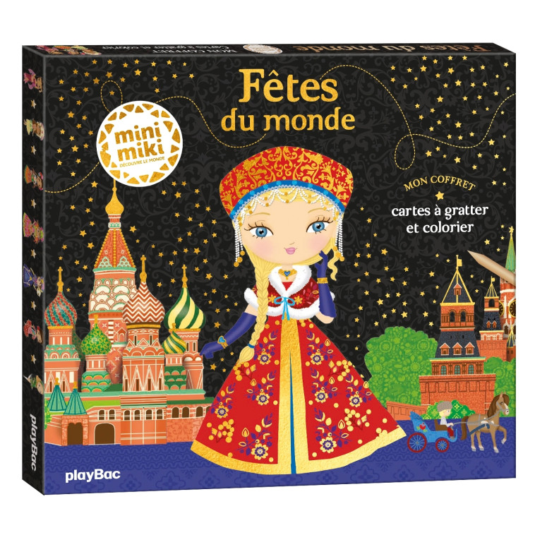 MON COFFRET FETES DU MONDE - CARTES A GRATTER ET A COLORIER - CAMEL JULIE - PLAY BAC