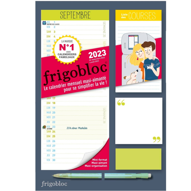 MINI FRIGOBLOC MENSUEL 2023 - CALENDRIER D'ORGA. FAMILIALE 12 MOIS (SEPT. 2022 - AOUT. 2023) - LE CA - XXX - PLAY BAC