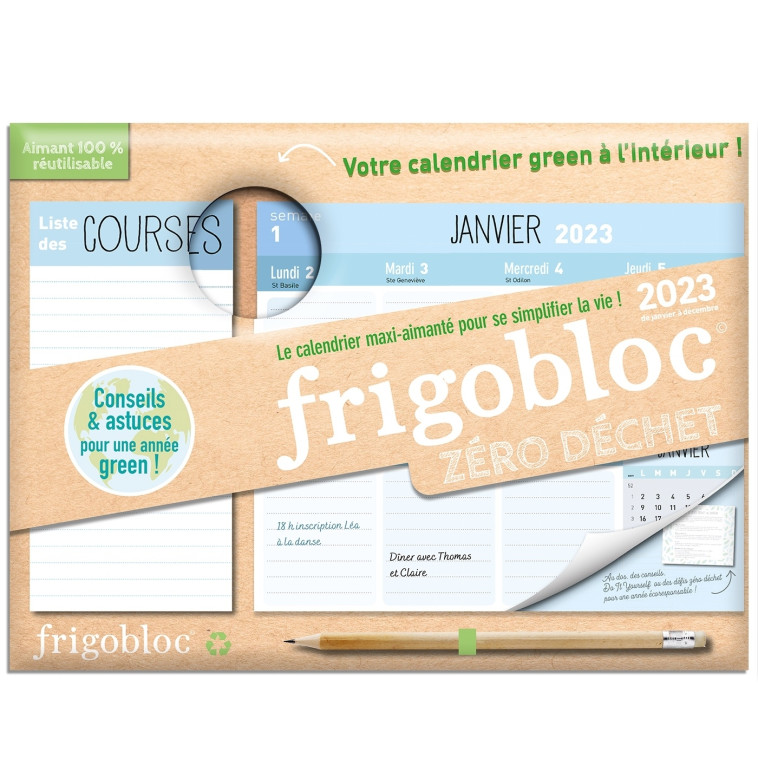 MINI FRIGOBLOC HEBDOMADAIRE 2023 ZERO DECHET (DE JANV. A DEC. 2023) - CALENDRIER D'ORGANISATION FAMI - XXX - PLAY BAC