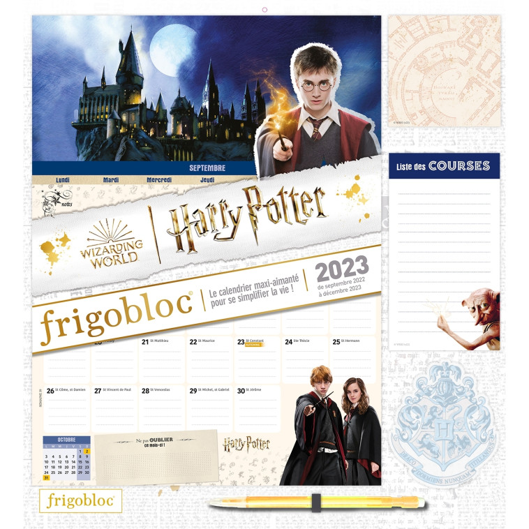 FRIGOBLOC MENSUEL 2023 HARRY POTTER (DE SEPT. 2022 A DEC. 2023) - CALENDRIER D'ORGANISATION FAMILIAL - XXX - PLAY BAC