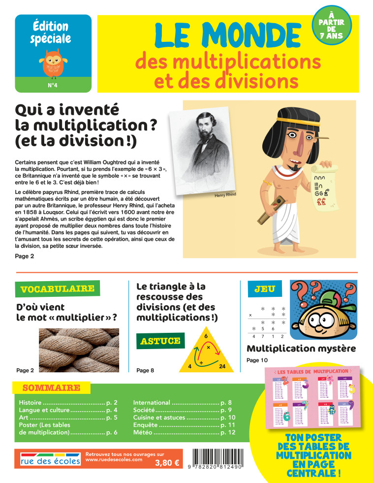 LE MONDE DES MULTIPLICATIONS ET DES DIVISIO NS - EDITIONS SPECIALE N 4 - COLLECTIF - RUE DES ECOLES