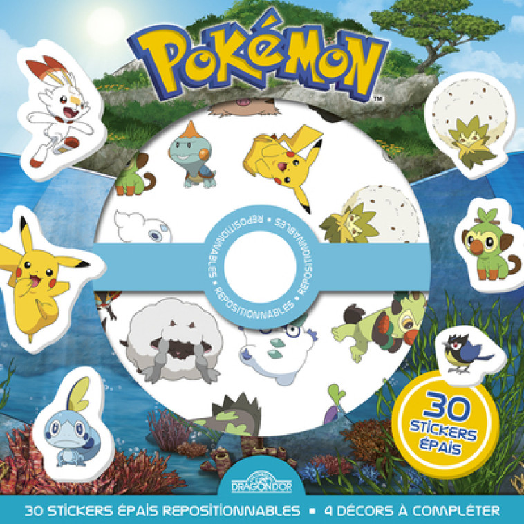 POKEMON - POCHETTE DE STICKERS EPAIS REPOSITIONNABLES DEFIS ET CHERCHE-ET-TROUVE A CREER ! - THE POKEMON COMPANY - DRAGON D OR