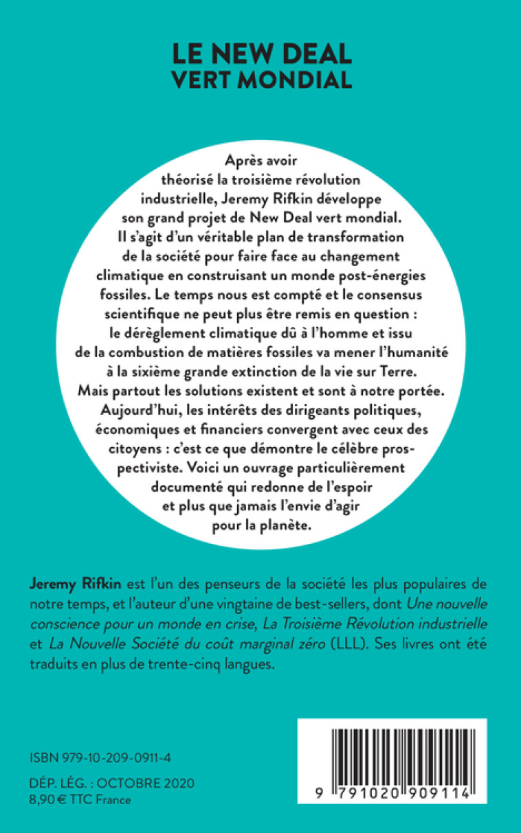 LE NEW DEAL VERT MONDIAL - POURQUOI LA CIVI LISATION FOSSILE VA S'EFFONDRER D'ICI 2028 - RIFKIN JEREMY - LIENS LIBERENT