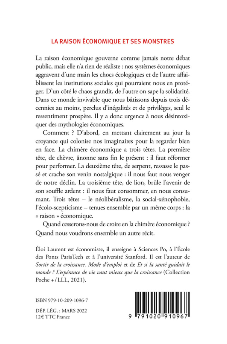 LA RAISON ECONOMIQUE ET SES MONSTRES - LAURENT ELOI - LIENS LIBERENT