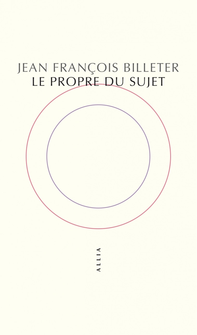 LE PROPRE DU SUJET - BILLETER J F. - ALLIA