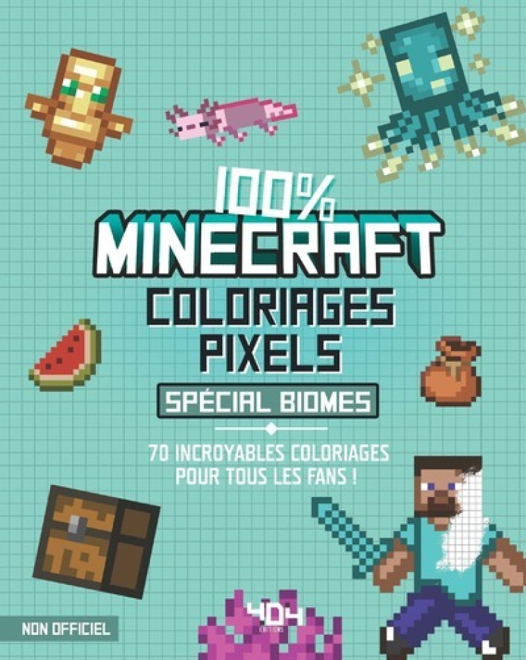 COLORIAGES PIXEL 100 % MINECRAFT SPECIAL BIOMES - SAPUPPO DANIELE - 404 EDITIONS