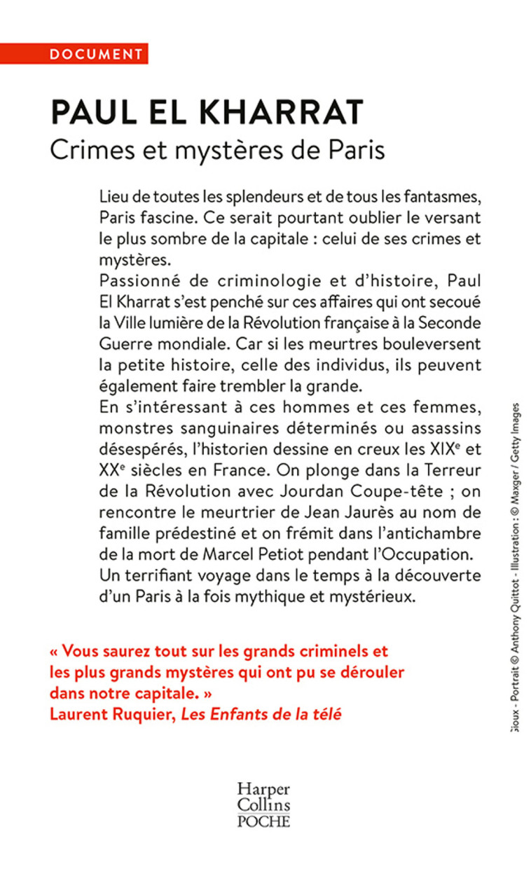 CRIMES ET MYSTERES DE PARIS - EL KHARRAT PAUL - HARPERCOLLINS