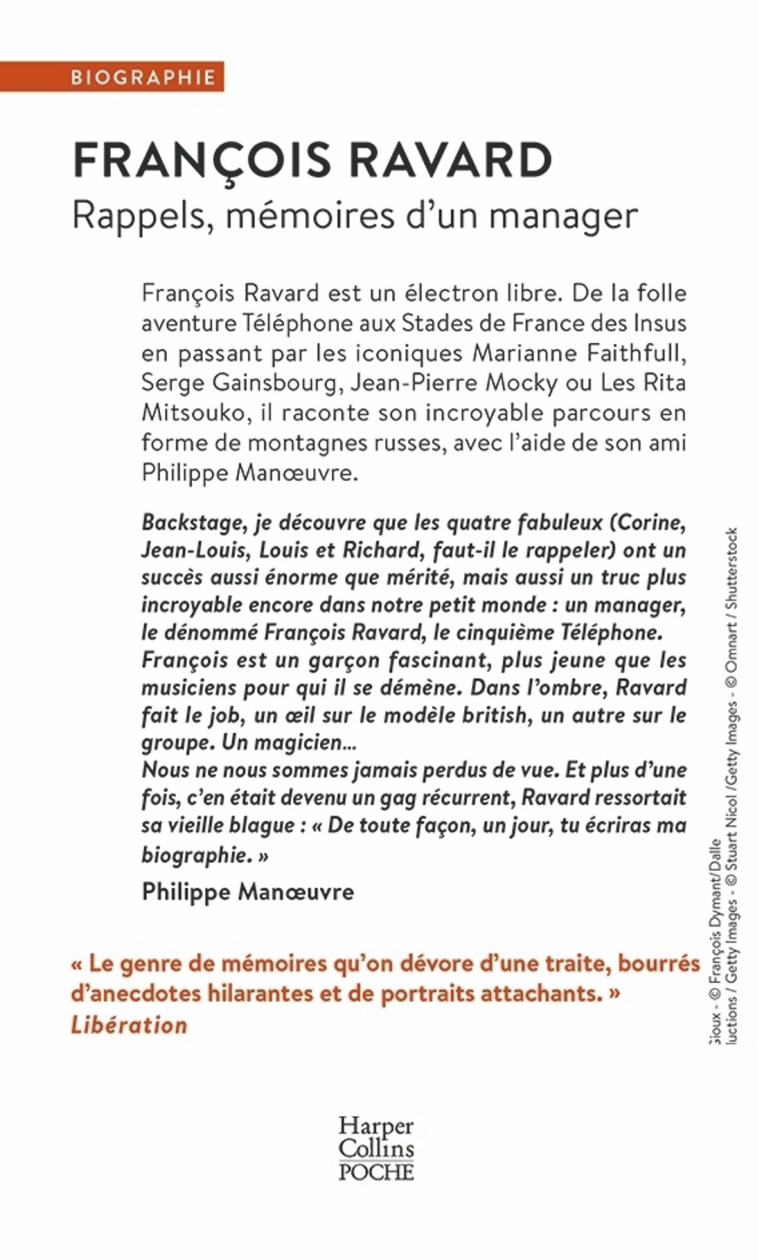 RAPPELS - MEMOIRES DU MANAGER DE TELEPHONE, GAINSBOURG, MARIANNE FAITHFULL - RAVARD FRANCOIS - HARPERCOLLINS