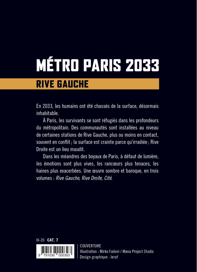 RIVE GAUCHE METRO PARIS 2033 LIVRE 1 - BORDAGE PIERRE - ATALANTE