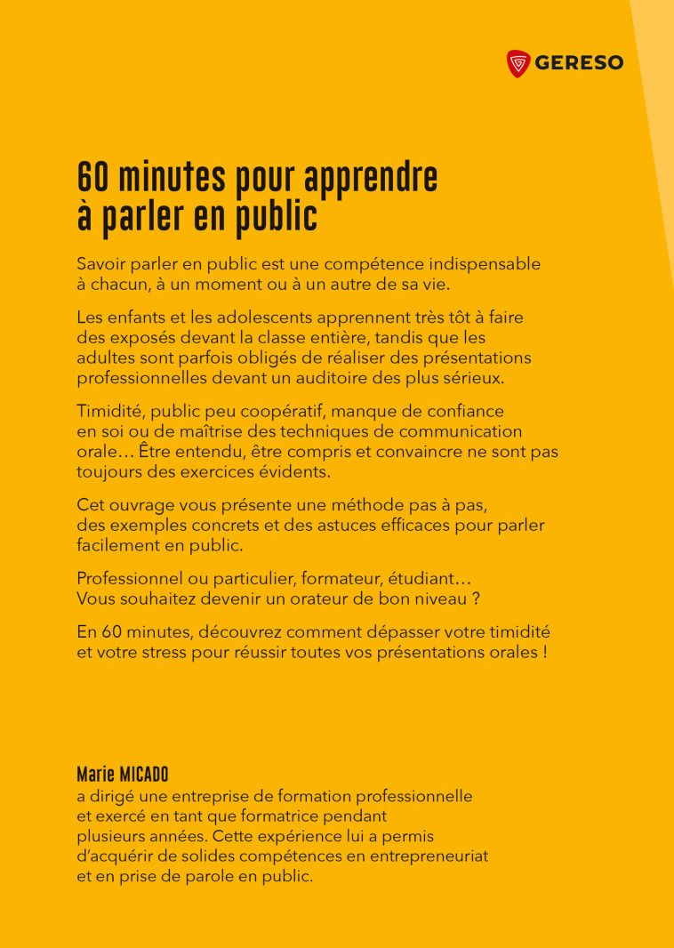 60 MINUTES POUR APPRENDRE A PARLER EN PUBLIC - MICADO MARIE - GERESO