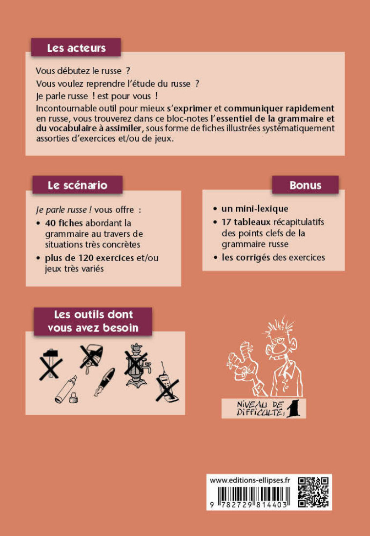 Je parle russe ! Grammaire pour débutants, 40 fiches avec exercices simples et ludiques pour prendre un bon départ en russe - Niveau 1 - Maria Zeltchenko - ELLIPSES